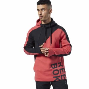 Bluza Z Kapturem Męskie Reebok One Series Training Colorblock Czerwone PL 05WSPOX